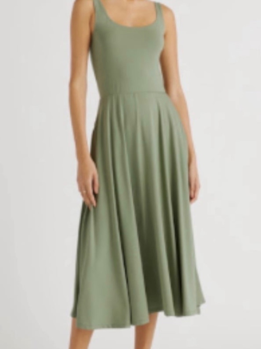 Quince Tencel Jersey Fit & Flare Dress pale green